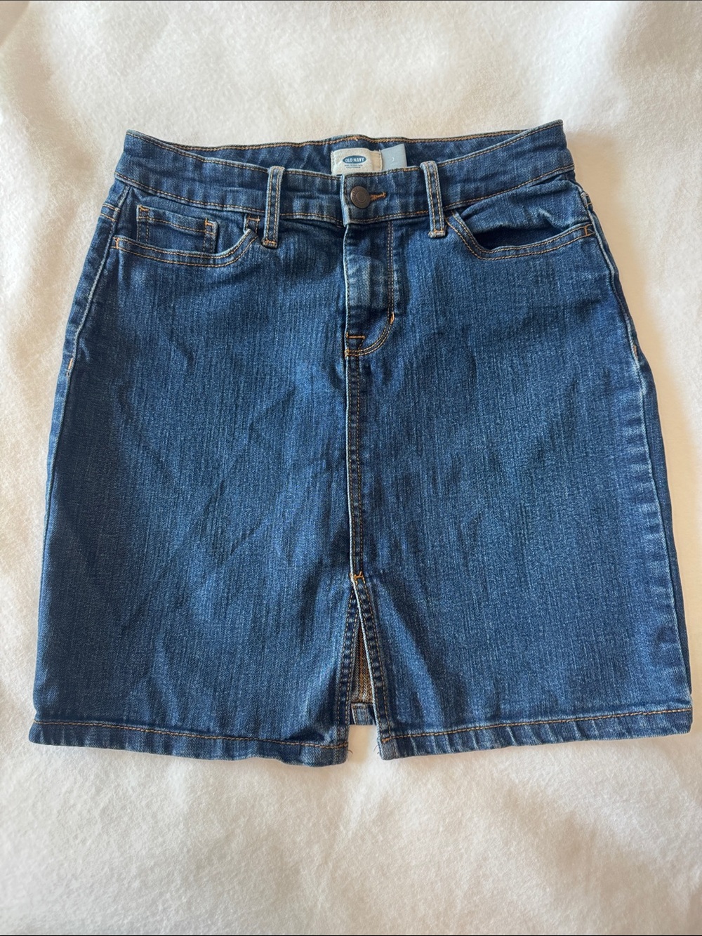 Old Navy Blue Jean Denim Pencil Skirt Stretchy Size 2 Petite